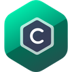Logotyp med en sexkantig form i en gradient av mörk och ljusgrön färg, centrerad med en vit bokstav 'C' inuti en mörkare sexkantig kontur.